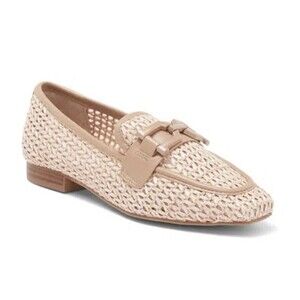 Steve Madden Ryann Bit Loafer Raffia Pink Tan Size 7.5 Equestrian Preppy